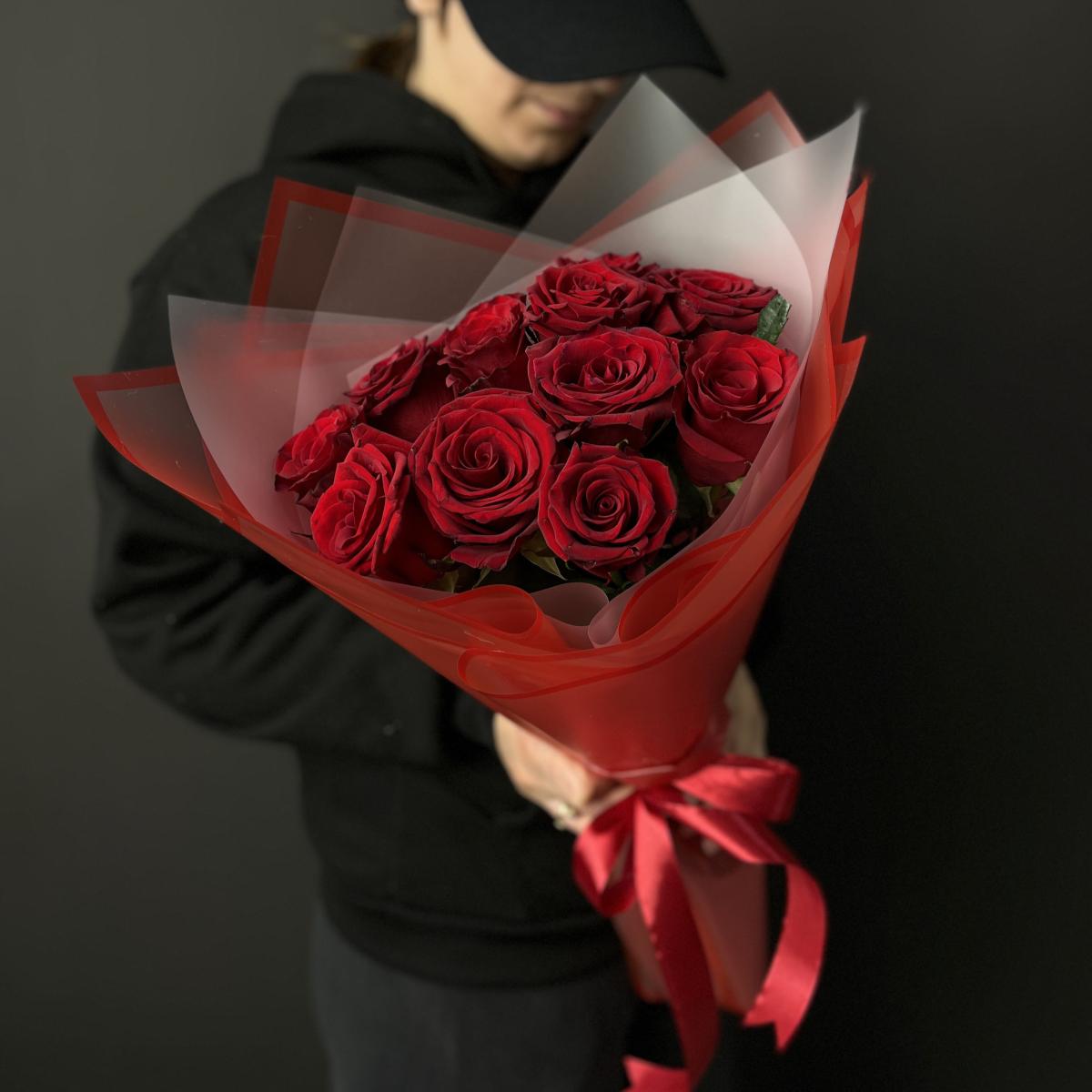 Букеты из красных роз 40 см (Эквадор) [код  191716]