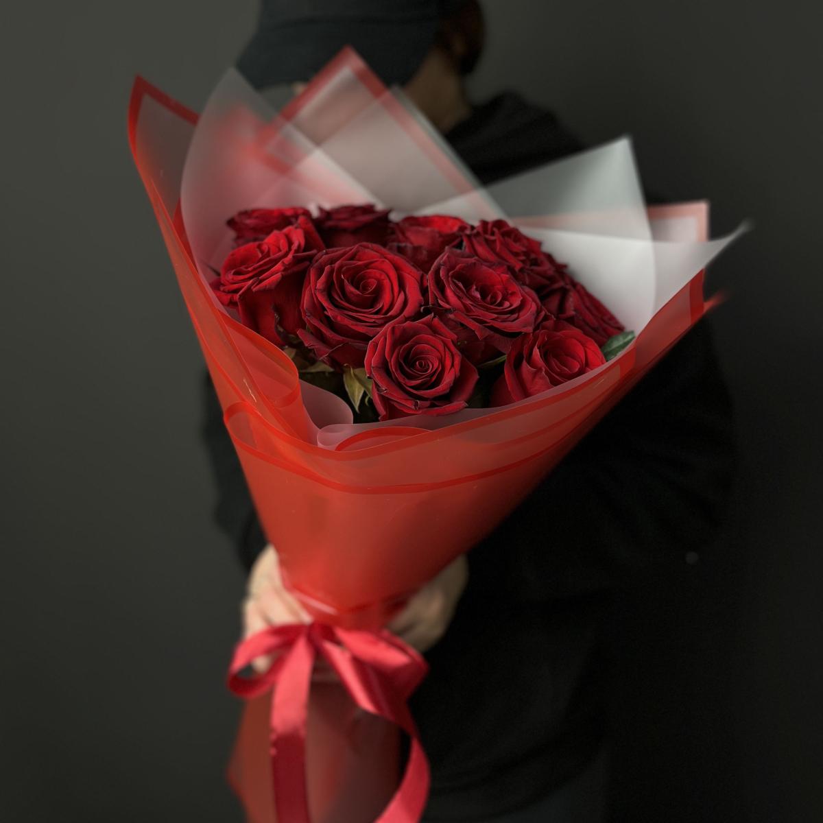 Букеты из красных роз 40 см (Эквадор) [код  191716]