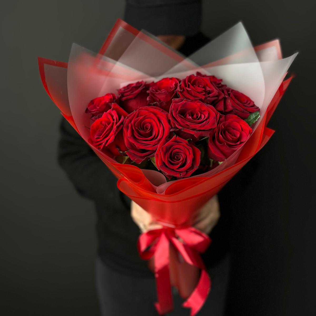 Букеты из красных роз 40 см (Эквадор) [код  191716]