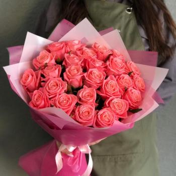 Розовые розы 50 см 25 шт. (Россия) (артикул - 339845)