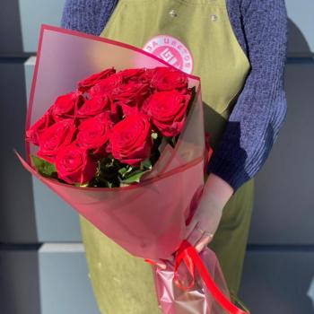 Красные розы 60 см 15 шт. (Россия) код товара  340179