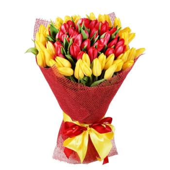 Тюльпан красный и желтый 51 шт (Артикул: 146125)